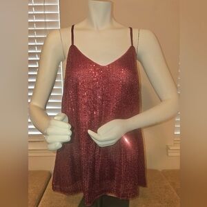 Grace Karin sequins red tank.